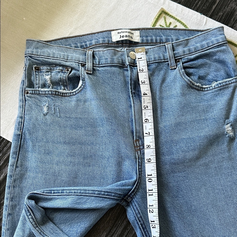 Reformation High and Skinny Miami Destroyed Blue Jeans, Size 31 - Picture 10 of 14